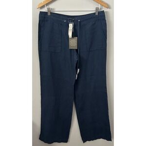 NEW Tommy Bahama Womens 10 Navy Blue Linen Wide Leg Pants Two Palms Beach Resort